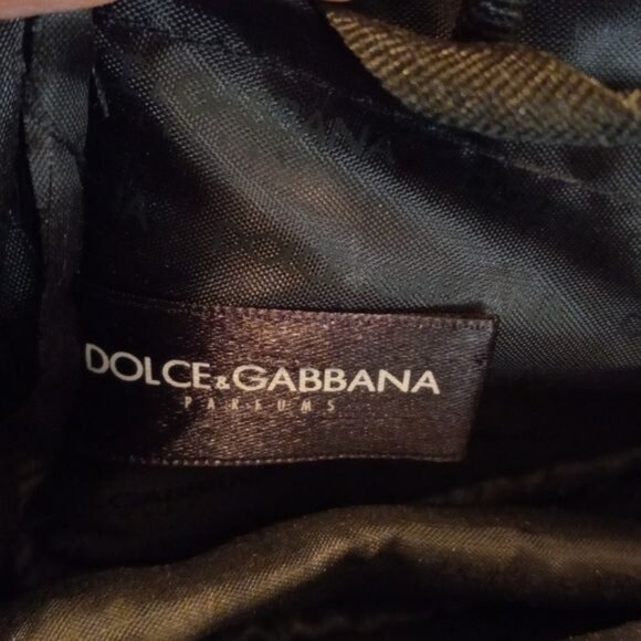 Dolce & Gabbana Parfums Black Nylon Gold Tone Zip Pouch Cosmetic Bag - Picture 3 of 5